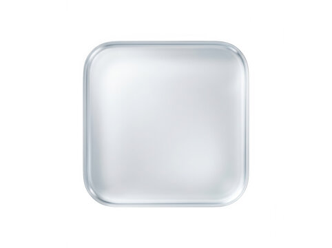 Square frosted glass tile with smooth rounded corners and soft light diffusion isolated on a deep black background area isolated on a transparent background