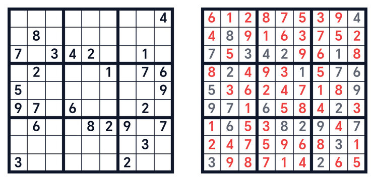 Sudoku,sudoku classic,sudoku easy,sudoku classic hard, sudoku with answers.sudoku puzzles,sudoku for kids, sudoku logic puzzle. Sudoku game examples with solved and unsolved puzzles displayed  