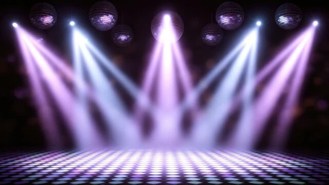 colorful shining spotlights on a stage party disco background animation