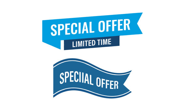 Two blue 'special offer' banners with 'limited time' text isolated on white