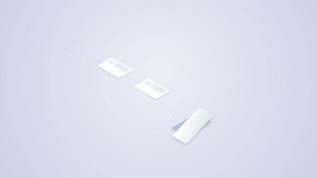 Isometric process timeline showing step verification with check marks