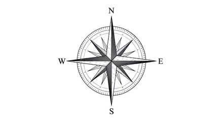 Detailed compass rose showing cardinal directions and intermediate points. © Ndog