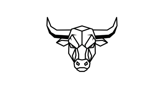 Geometric Bull Head Illustration Design.