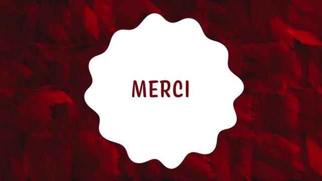 Merci Red Maroon Dark Background Horizontal White Circular Rotating Text 