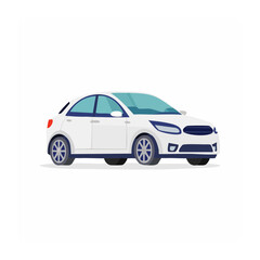 Fototapeta premium Flat design illustration of a white modern car