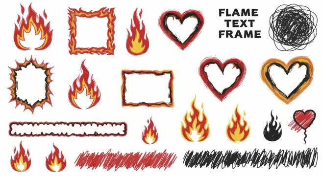 Collection of Fire Elements and Frames for Design.