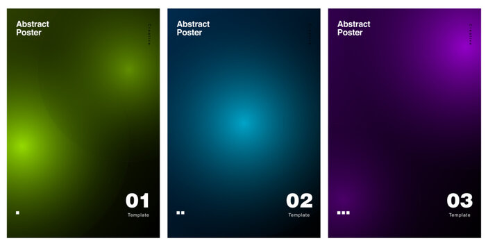 Abstract gradient poster vector set with smooth neon light blend for brochure cover template