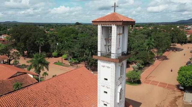 Aerial circles San Ignacio Cathedral in San Ignacio de Velasco Bolivia