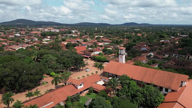 Aerial view of quiet, beautiful San Ignacio de Velasco city in Bolivia