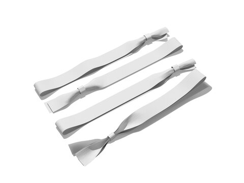 Blank White Modern Front View Event Woven Wristbands Isolated Mockup 3D Rendering