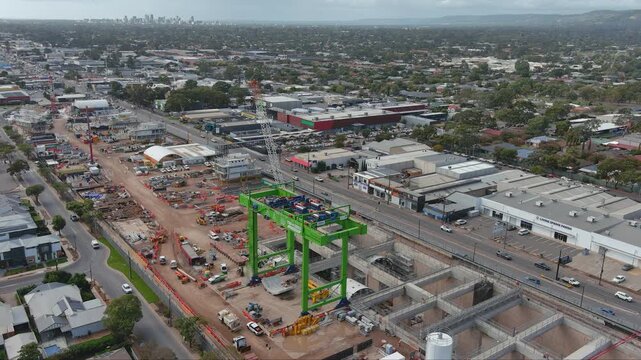 Torrens to Darlington south road infrastructure project Adelaide twin TBM tunnels aerial wide city in background
