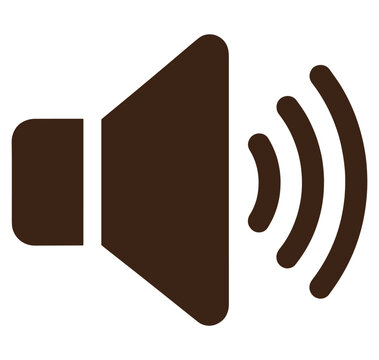 Brown speaker icon with sound waves on white background