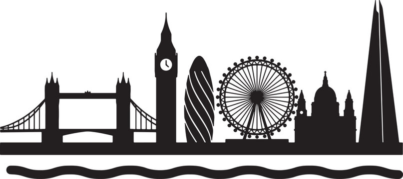 silhouette of the bridge in london