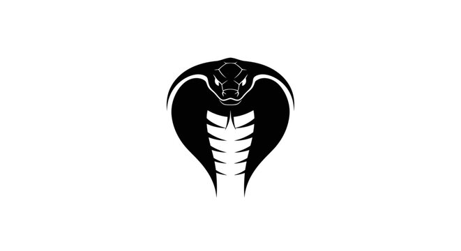 Black Cobra Snake Head Illustration.