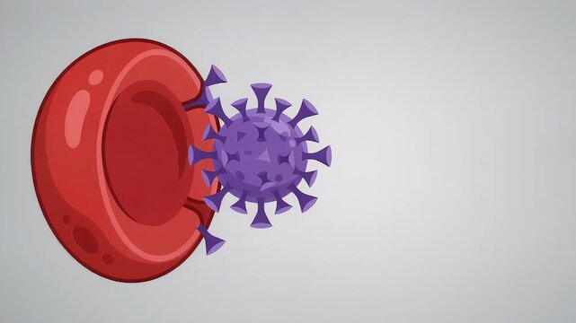 2D Animation of Virus Attacking Red Blood Cell and Injecting Genetic DNA Material