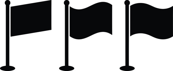 Black flag banners on stands for events and presentations © SKY DRIVE