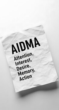 AIDMA marketing model white paper on desk.