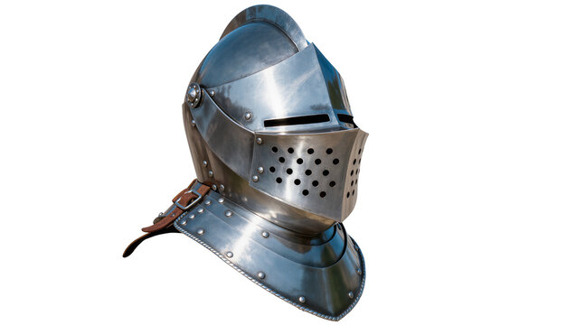 Medieval knight s full helmet with visor and gorget