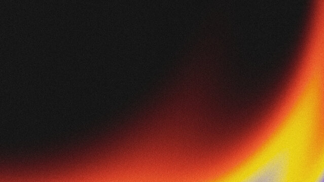 Black, red, orange, and yellow grainy gradient abstract background. Smooth warm color transition with a textured noise effect.