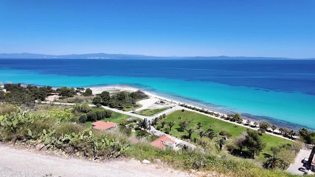 Amazing view of beach of Afitos at Kassandra peninsula, Chalkidiki, Central Macedonia, Greece