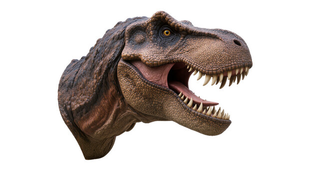 Tyrannosaurus Rex head with open mouth and sharp teeth