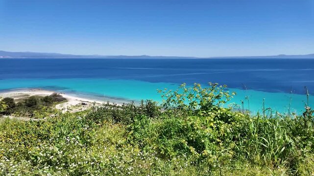 Amazing view of beach of Afitos at Kassandra peninsula, Chalkidiki, Central Macedonia, Greece