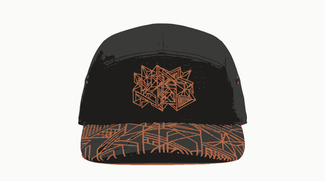 Neo-Brutalist Line Art Boxy Fit Recycled Ripstop Tactical Cap, Highlighting Rugged Headwear and Urban Fashion