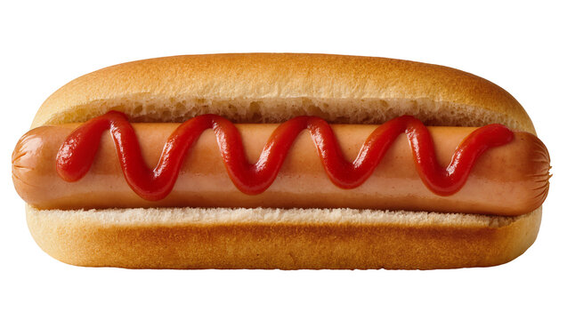 Hot dog with ketchup in bun
