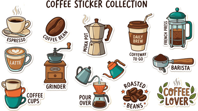 Coffee Shop and Barista Sticker Collection