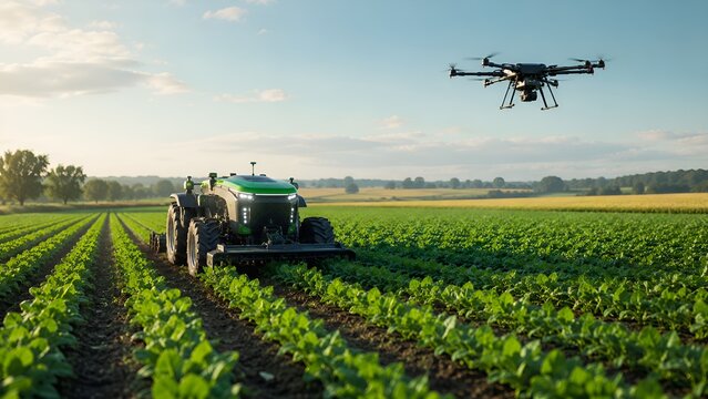 Smart Agriculture with Autonomous Tractor and Drone Crop Monitoring
