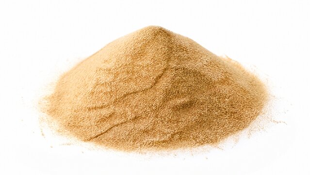 A mound of soft golden-brown powder on a white background.