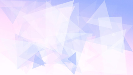 Obraz premium Soft pastel geometric triangles create a calm, modern abstract backdrop in pink and blue, ideal for branding, tech, or marketing layouts with copy space.