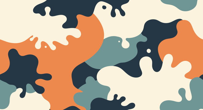 Orange Blue Gray Camouflage.