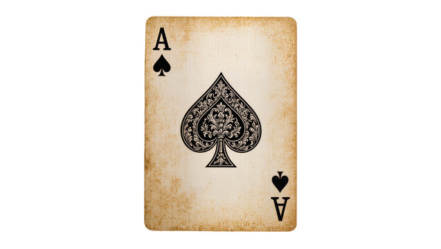 Ace of Spades playing card with vintage texture