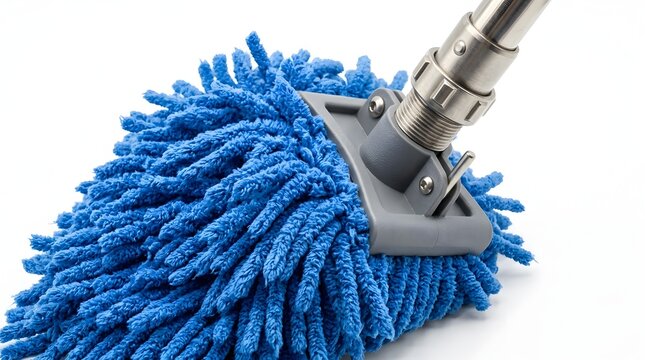 Blue microfiber mop head isolated on white background
