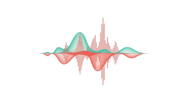 Dynamic abstract sound wave visualization with overlapping frequency patterns illustrating audio data and digital signal representation and modulation for modern technology concepts