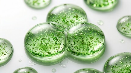 Obraz premium Green botanical gel bubbles close up