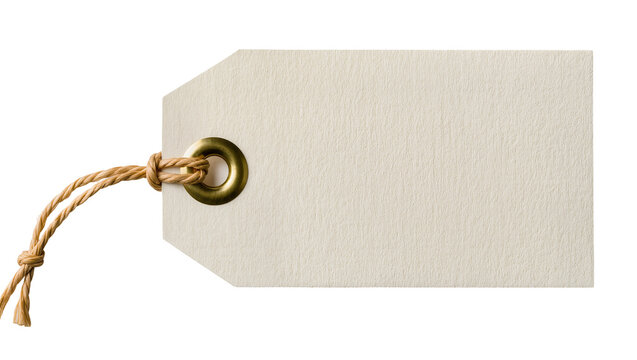 Blank beige paper tag with brass grommet and twine string