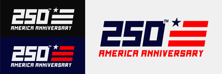 Modern and minimalist USA or America 250th anniversary logo featuring patriotic stars and flag stripes suitable for America's 250th independence day celebrations graphic design © Sapto Sutrisno