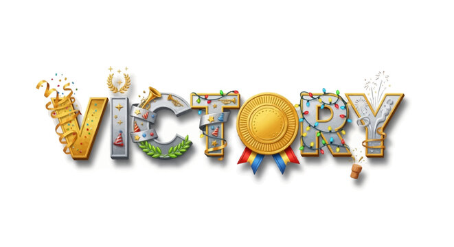Victory celebration with gold medal.