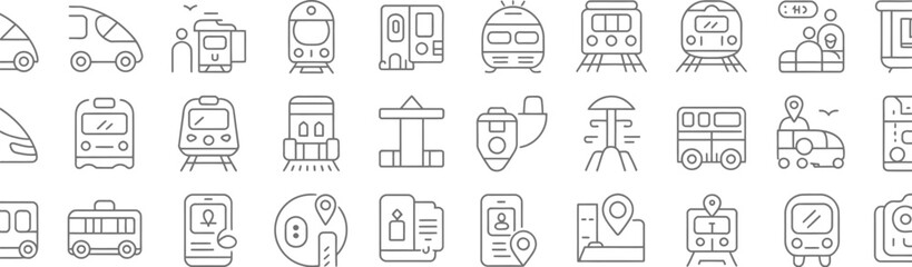 Train outline icon set editable stroke linear vector illustration collection © Rashed