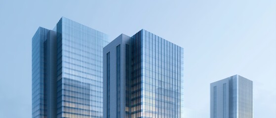 Obraz premium commercial building backdrop, glass facade architecture, corporate city atmosphere