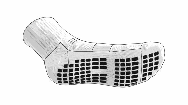 Technical Crew-Cut Anti-Slip Grip Socks Silicone Pads Brutalist Line Art