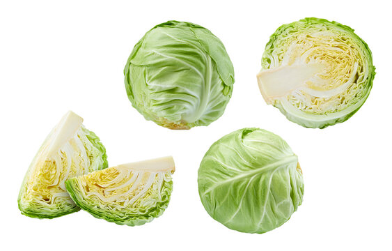 Sliced young cabbage isolated on white