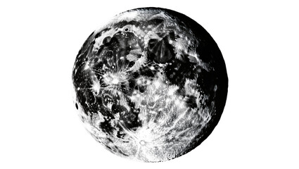 Full moon with craters and surface details in black and white © Paula