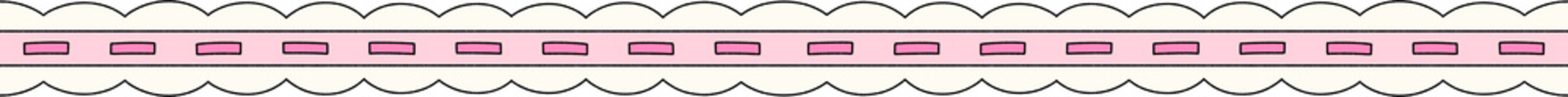 Pink White Scalloped Border Hand Draw