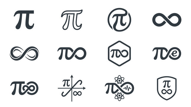 Abstract pi and infinity symbol variations for math design.