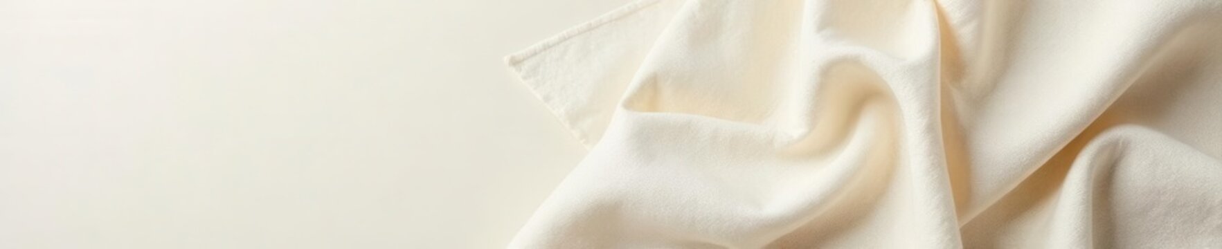 Creamy white textured fabric swatches arranged on minimalist background , white, top view, background