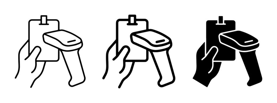 Scanning ID Badge, Handheld Barcode Scanner, Access Control Icons