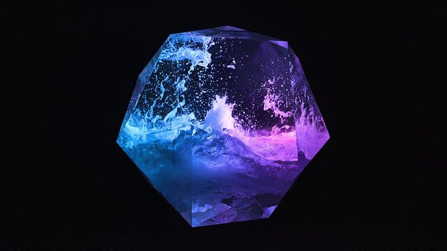 3D Glass Octahedron Cyberpunk Neon Pink Blue OLED Live Wallpaper Loop